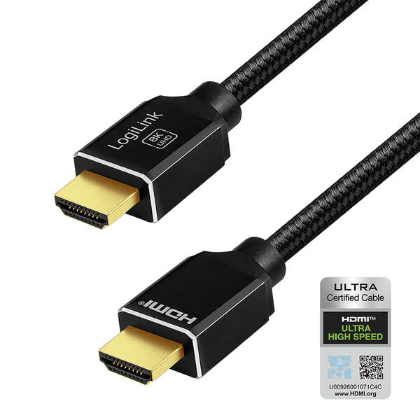 Naar omschrijving van CH0113 - HDMI cable, A/M to A/M, 8K/60 Hz, 48 Gbps, metal, nylon, certified, black, 5 m