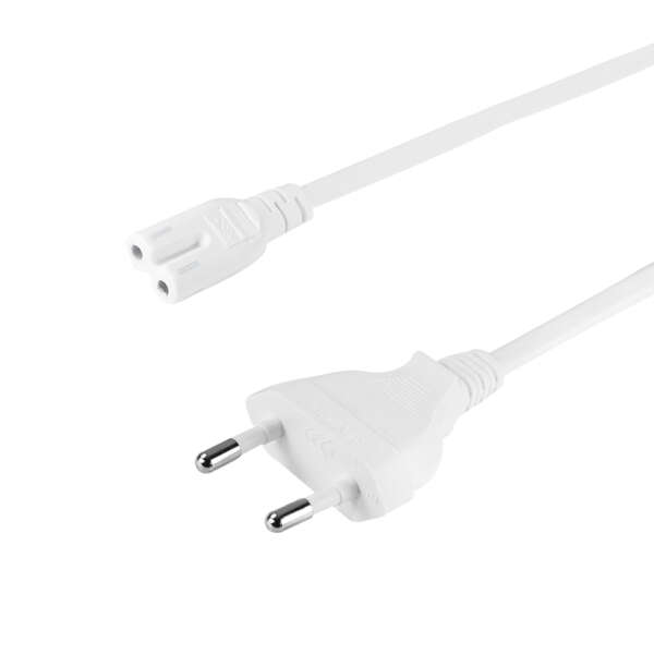Naar omschrijving van CP195W - Voedingskabel wit,  netstekker naar Euro 8 socket, 10m