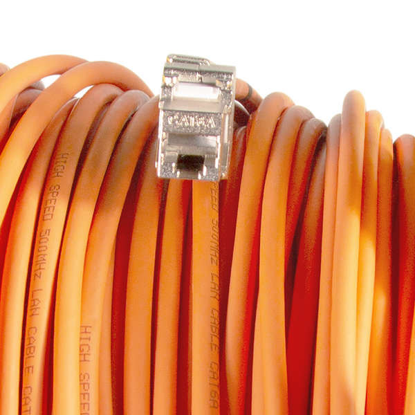 Naar omschrijving van CQ5090S - Cable drum, Cat.6A, S/FTP, orange, 90 m