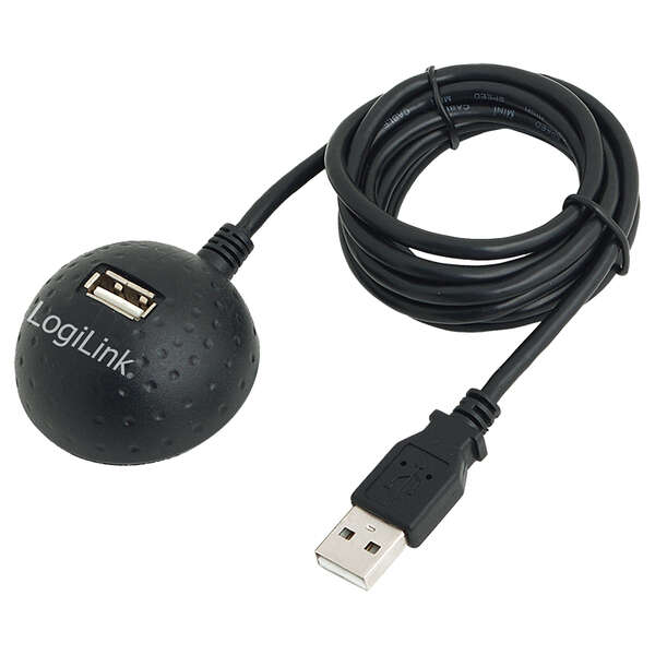 Naar omschrijving van CU0013B - USB 2.0 cable, USB-A/M to USB-A/F, docking ball, black, 1.5 m