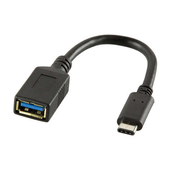 Naar omschrijving van CU0098 - USB 3.2 Gen 1 adapter, USB-C/M to USB-A/F, black, 0.15 m