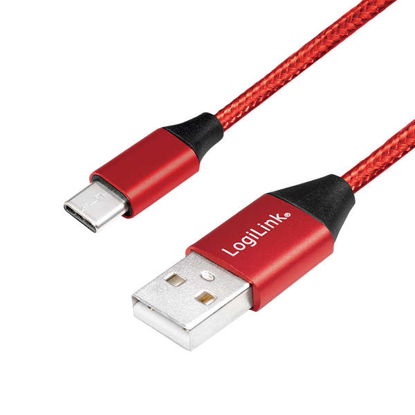 Naar omschrijving van CU0148 - Sync & charging cable, USB 2.0 AM to USB-C male, red 1m