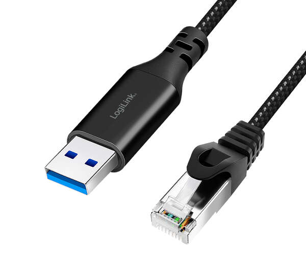 Naar omschrijving van CU0401 - USB 3.0 Ethernet cable, A/M to RJ45/M, 1 Gbps, active, black/grey, 1.5 m