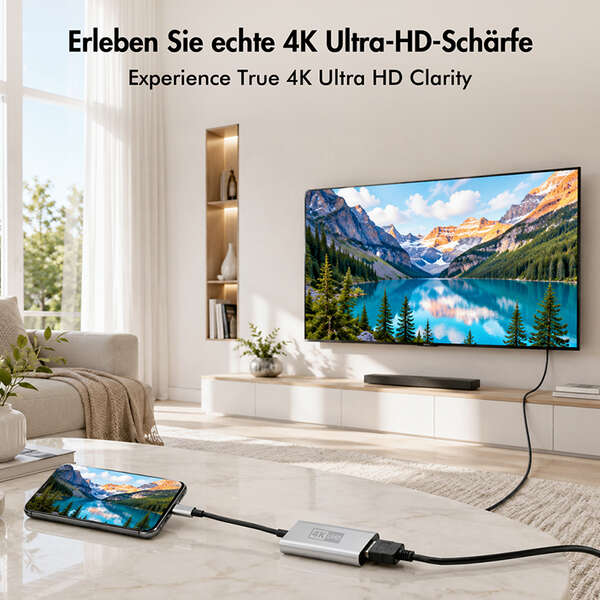 Naar omschrijving van CUA0115 - USB 3.2 Gen1 Type-C adapter, C/M to HDMI-A/F, 4K/60 Hz, metal,black/silver,0.15 m