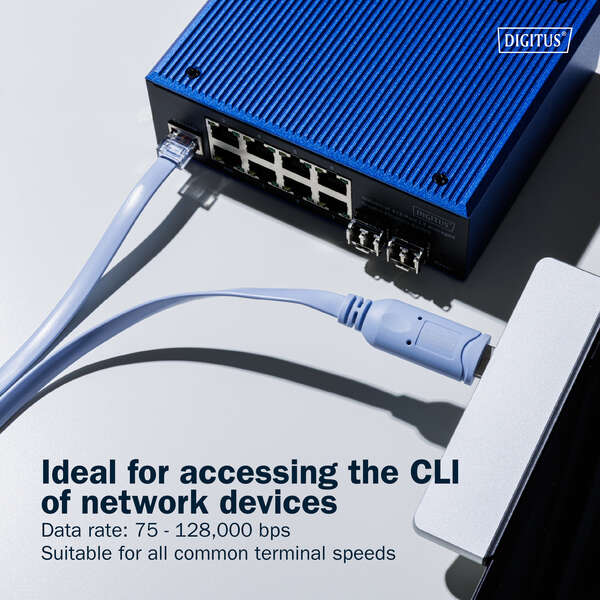 Naar omschrijving van DA-70173 - USB to RJ45 Console Cable 1.8m FT232RNLchipset, light blue, switch, router