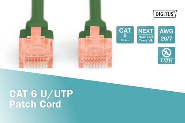 Naar omschrijving van DK-1617-050-G - CAT 6 U-UTP patch cord, Cu, LSZH AWG 26/7, length 5 m, color green