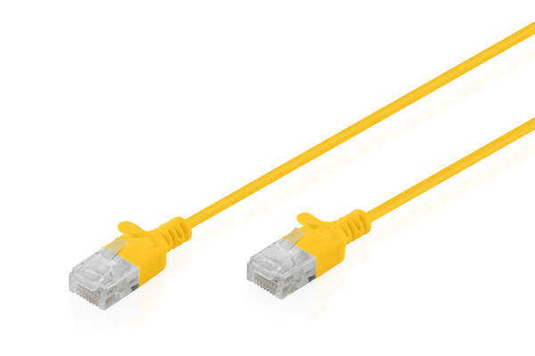 Naar omschrijving van DK-1618-005S-Y - CAT 6 U-UTP slim patch cord, Cu, LSZH AWG 32/7, length 0.5 m, Yellow