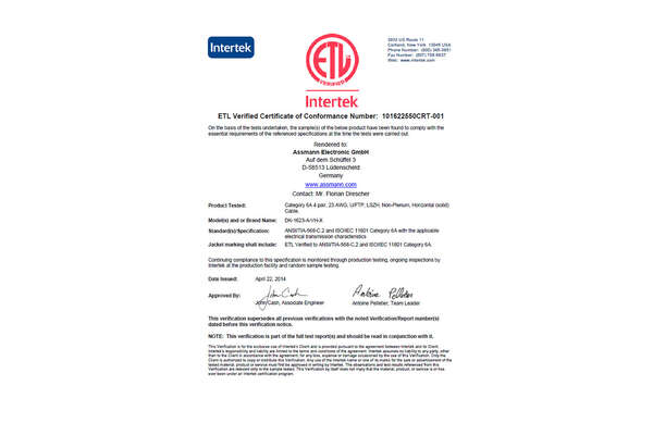 Naar omschrijving van DK-1625-A-VH-305 - CAT 6A U-FTP installation cable, 500 MHz Cca (EN 50575), AWG 23/1, 305 m easy pull box,