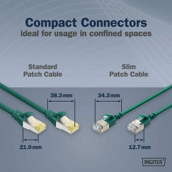 Naar omschrijving van DK-1632-A-010S-G - CAT 6A F-FTP Slim Patch cord, Cu, LSZH AWG 32/7, length 1m, Green
