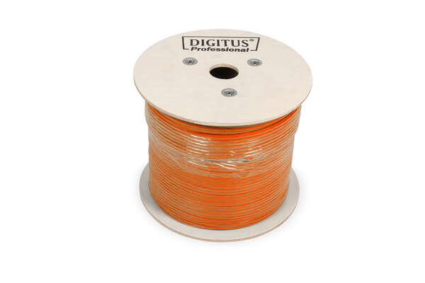 Naar omschrijving van DK-1743-VH-5 - CAT 7 S-FTP installation cable, 1200 MHz Dca (EN 50575), AWG 23/1, 500 m drum, SX, orange