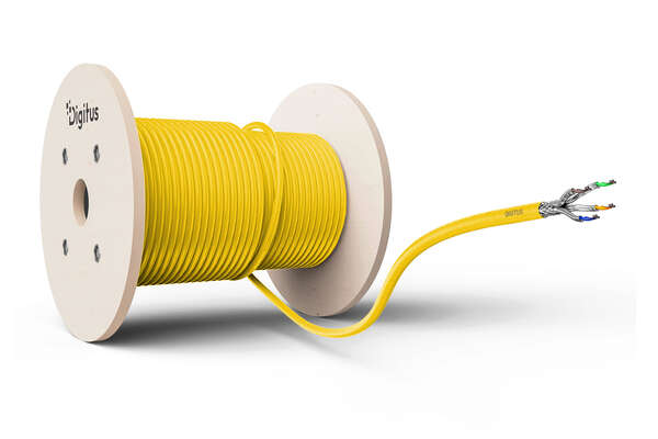 Naar omschrijving van DK-1744-A-VH-5 - CAT 7A S-FTP installation cable, 1500 MHz Cca (EN 50575), AWG 22/1, 500 m drum, yellow