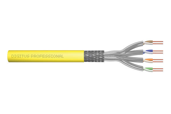 Naar omschrijving van DK-1745-A-VH-5 - CAT 7A S-FTP installation cable, 1500 MHz B2ca (EN 50575), AWG 22/1, 500 m drum, Sx, yellow