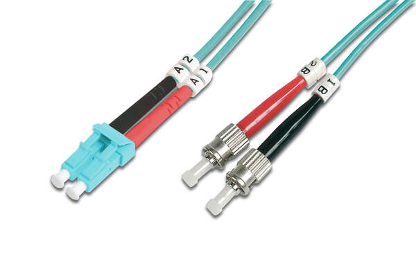 Naar omschrijving van DK-2531-05-3 - FO patch cord, duplex, LC to ST MM OM3 50/125 µ, 5 m