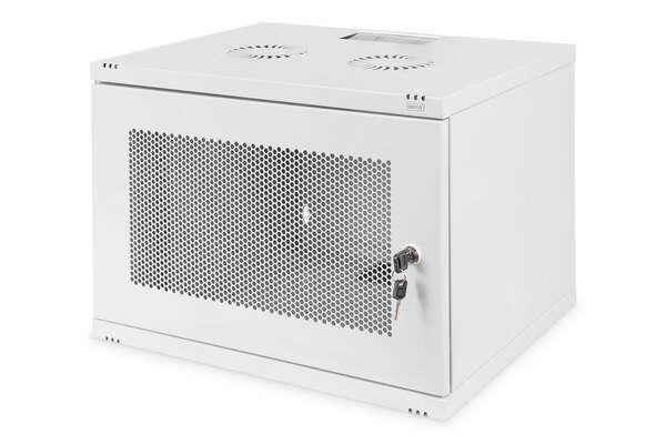 Naar omschrijving van DN-19-07U-S-PD - 7U wall mounting cabinet, SOHO, unmounted 370x540x400 mm, perforated front door, grey