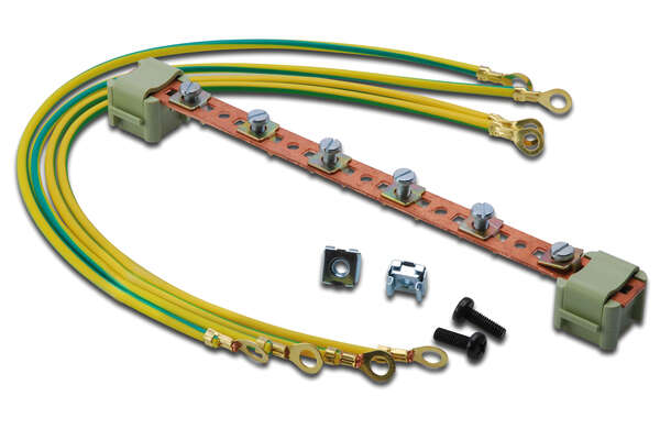 Naar omschrijving van DN-19-EARTH - Potential equalisation bar, 220 mm 6 connection points, incl. earthing leads