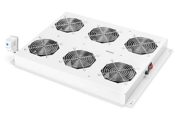Naar omschrijving van DN-19-FAN-6-SRV - Roof vent. unit, Unique server racks 6 fans, thermostat, switch, grey (RAL 7035)