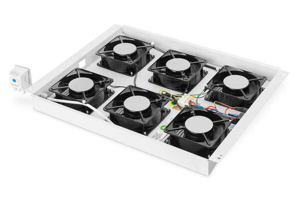 Naar omschrijving van DN-19-FAN-6-SRV - Roof vent. unit, Unique server racks 6 fans, thermostat, switch, grey (RAL 7035)