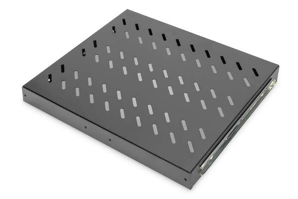 Naar omschrijving van DN-19-TRAY-2-600-SW - 1U extendible shelf for 600 mm depth racks 40x485x368 mm, up to 25 kg, black (RAL 9005)