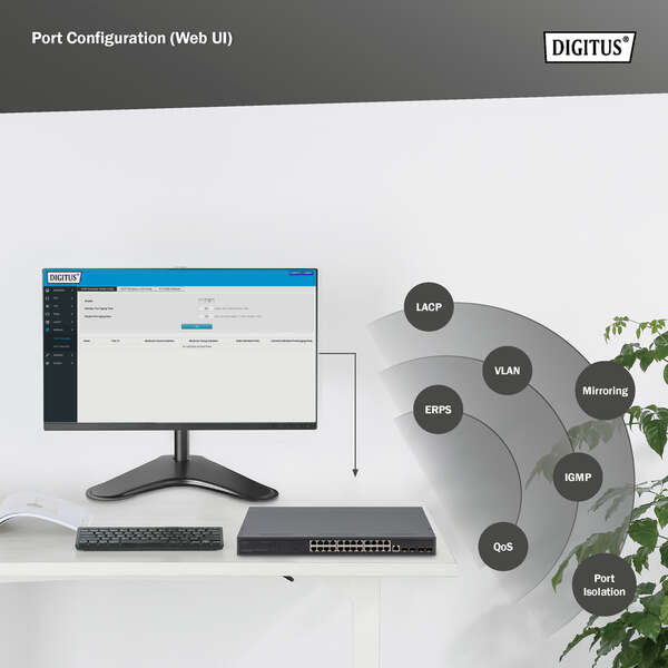 Naar omschrijving van DN-80223 - 24 Port GE  4 SFP+ UPLINK L2+ Switch 24 Port 10/100/1000+4SFP+ UPLINK Switch