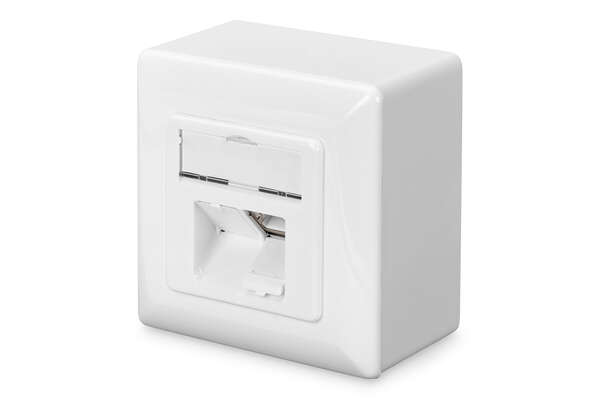 Naar omschrijving van DN-9006-N - CAT 6 wall outlet, shielded, 2x RJ45 8P8C, LSA, pure white, surface mount