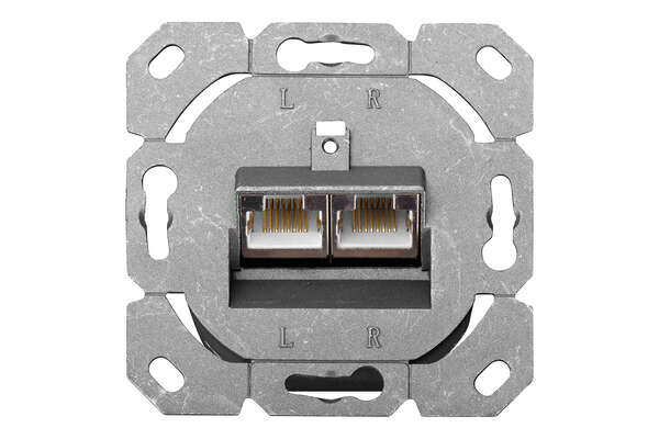 Naar omschrijving van DN-9006-N - CAT 6 wall outlet, shielded, 2x RJ45 8P8C, LSA, pure white, surface mount