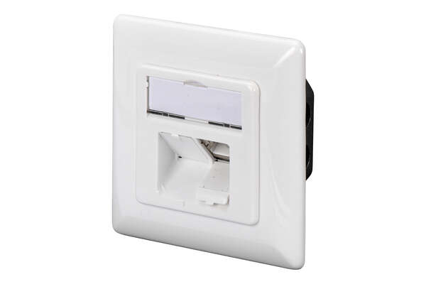 Naar omschrijving van DN-9008-1 - CAT 6A Class EA network outlet,shielded,2xRJ45,LSA pure white, flush mount, horizontal cable install.