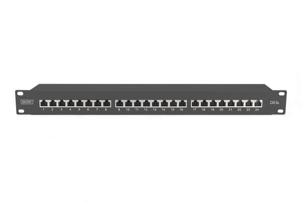 Naar omschrijving van DN-91624S-EA-B - CAT 6A Patch Panel, shielded, 1U, 24-port, 8P8C, bl RAL 9005, 483 mm (19