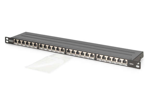 Naar omschrijving van DN-91624S-SL-SH - CAT 6 Patch Panel, shielded,24-port RJ45 with shutter, 8P8C, LSA, 0.5U, 19