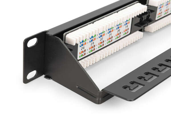 Naar omschrijving van DN-91624U-CR - DIGITUS CAT 6, Class E Patch Panel, unshielded 24-port RJ45, 8P8C, LSA, 1U, Rack Mount