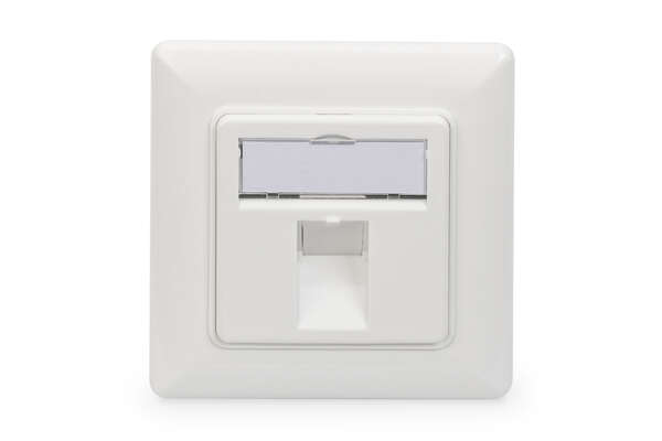 Naar omschrijving van DN-93811 - Faceplate for Keystone Jacks,1x RJ45 dust cover, 80x80 + central plate, pure white,