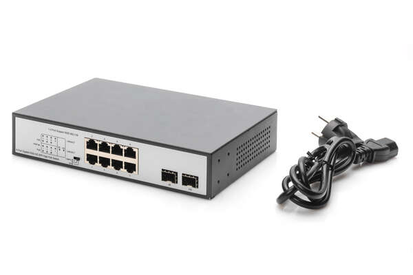 Naar omschrijving van DN-95140 - 8 Port Gigabit Switch 8xRJ45 (6xPoE)+ 2G SFP 180W Support 802.3 af/at/bt standard