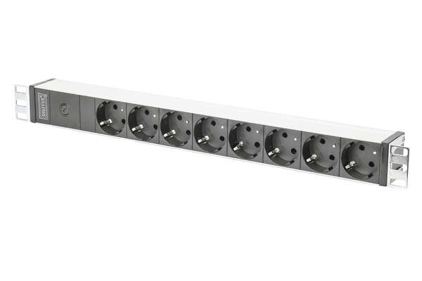 Naar omschrijving van DN-95410 - DIGITUS aluminum outlet strip with fuse, 8 safety outlets, 2 m supply IEC C14