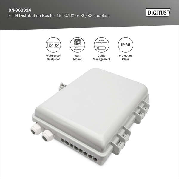 Naar omschrijving van DN-968914 - Outdoor FTTH Box for 16 cores and 16x LC/DX or 16x SC/SX