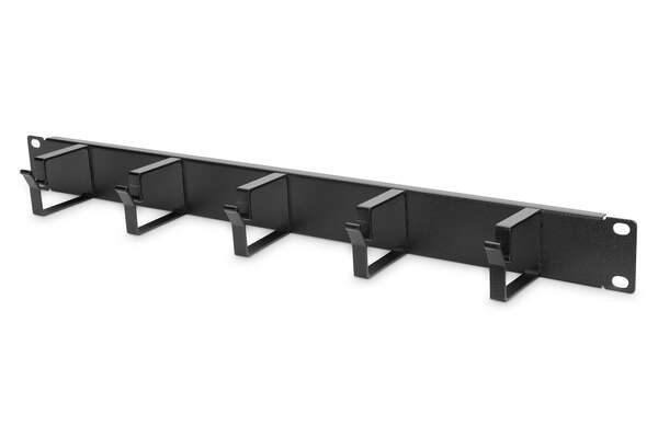 Naar omschrijving van DN-97602 - 1U cable management panel 5x cable rings 40x60 mm, color black (RAL 9005)