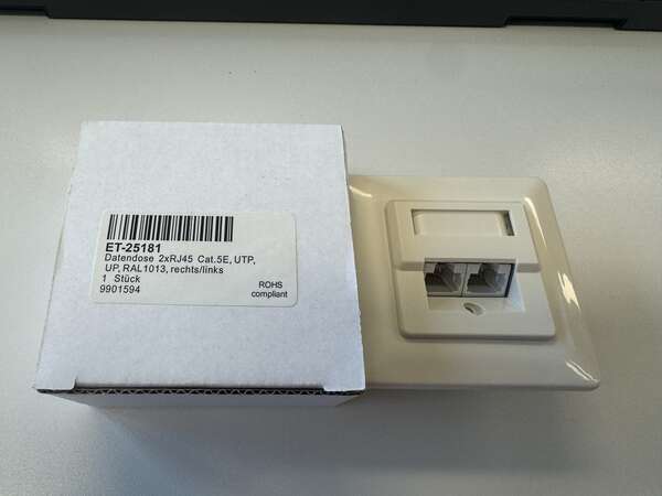Naar omschrijving van ET-25181 - UTP Cat5E Outlet 2*RJ45 inbouw horizontaal