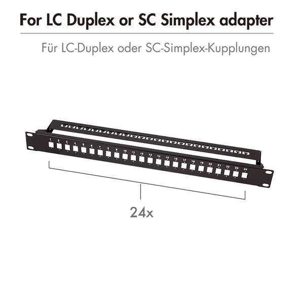 Naar omschrijving van FB0002B - Fiber Optic Panel for 24× LC-Duplex or SC-Simplex adapter, black