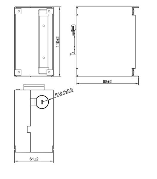 Naar omschrijving van FB5001 - Industrial splice housing for DIN rail, metal housing, without front panel