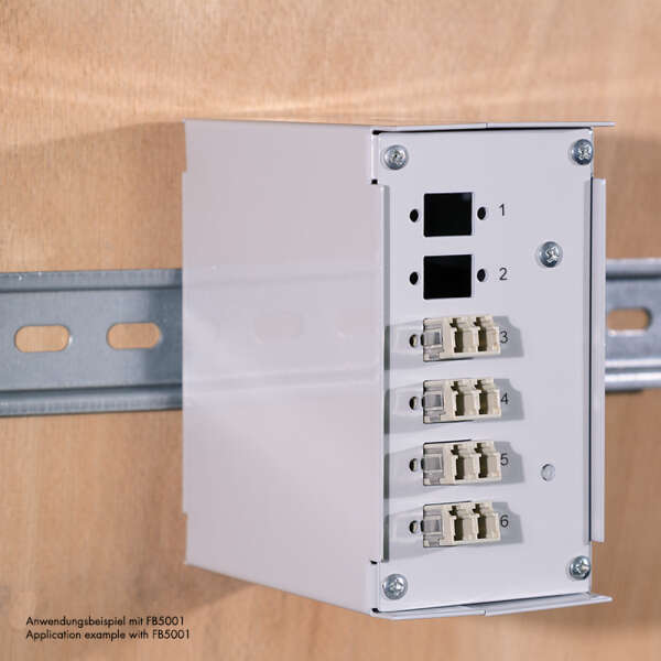 Naar omschrijving van FB5002 - Front plate for splice distributor, 6 x LC duplex / 6 x SC simplex
