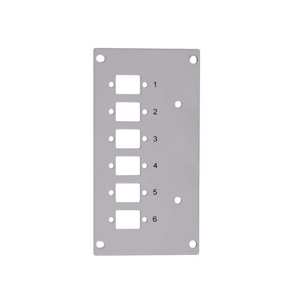 Naar omschrijving van FB5002 - Front plate for splice distributor, 6 x LC duplex / 6 x SC simplex