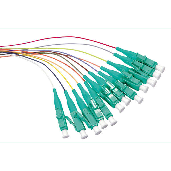 Naar omschrijving van FL3LC02 - Colored pigtail set 12 x LC OM3 50/125 2m aqua connector