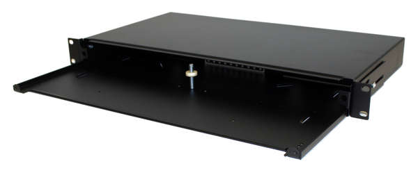 Naar omschrijving van FO-BOX-BL - FO-box 1HE 19 inch  uitschuifbaar kleur zwart zonder Frontplaat