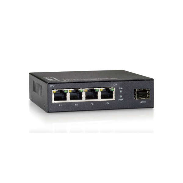 Naar omschrijving van GEU-0521 - Gigabit Switch 10/100/1000Mbit  4 port + 1 MGBIC port