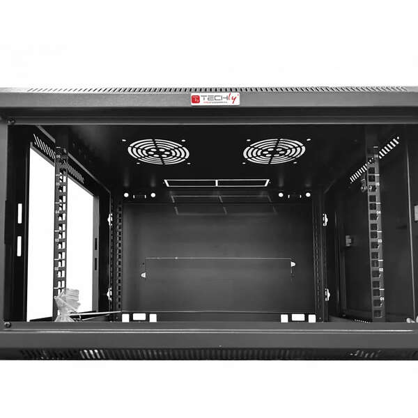 Naar omschrijving van IC19-6406 - 6U wandkast met glazen deur 600x450x370mm (BxDxH)