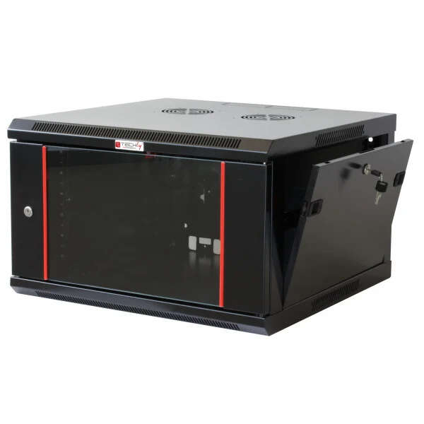 Naar omschrijving van IC19-6406 - 6U wandkast met glazen deur 600x450x370mm (BxDxH)