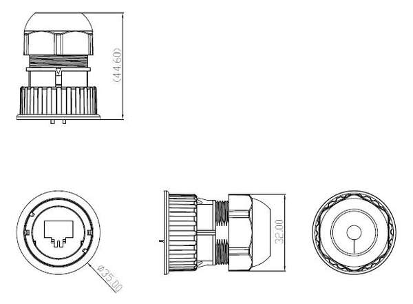 Naar omschrijving van IP68ST6ATM - IP68 Cable gland for RJ45 HRS TM11/21/31 St, Bayonet locking