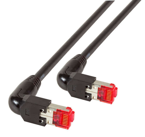 Naar omschrijving van K4137SW-050 - Cat.6A TM21 Patch Cable S/FTP 90gr. Angled, Zwart, 5 Mtr.