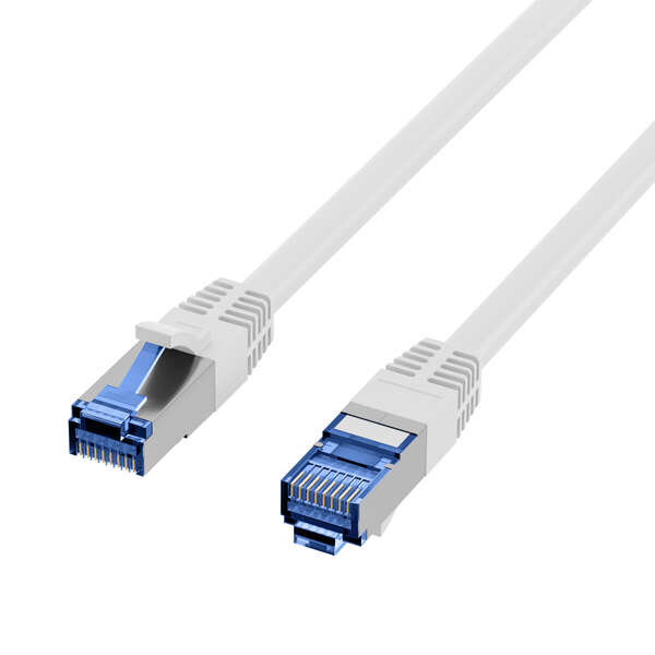 Naar omschrijving van K5525FWS-15 - RJ45 Patch cable S/FTP, Cat.6A, Cat.7 Raw cable TPE superflex, white, 15m