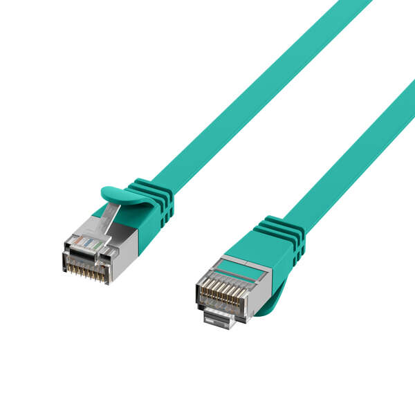 Naar omschrijving van K5545GN-0-15 - RJ45 Flachpatchkabel Cat.6A U/FTP PVC grün 0,15m