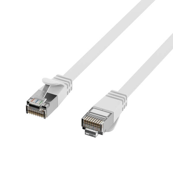 Naar omschrijving van K5545WS-5 - RJ45 Flat Patch Cord Cat.6A U/FTP PVC white 5m