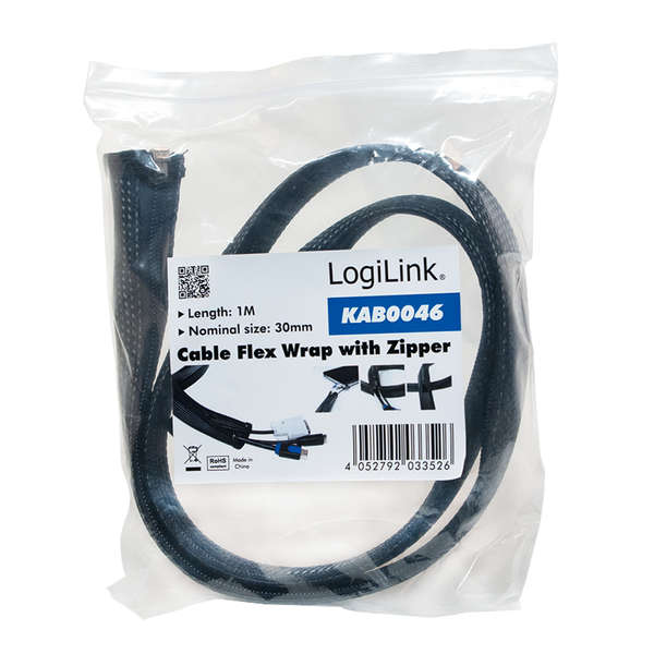 Naar omschrijving van KAB0046 - Flexible cable protection with zipper, 30 x 20 x 1000 mm